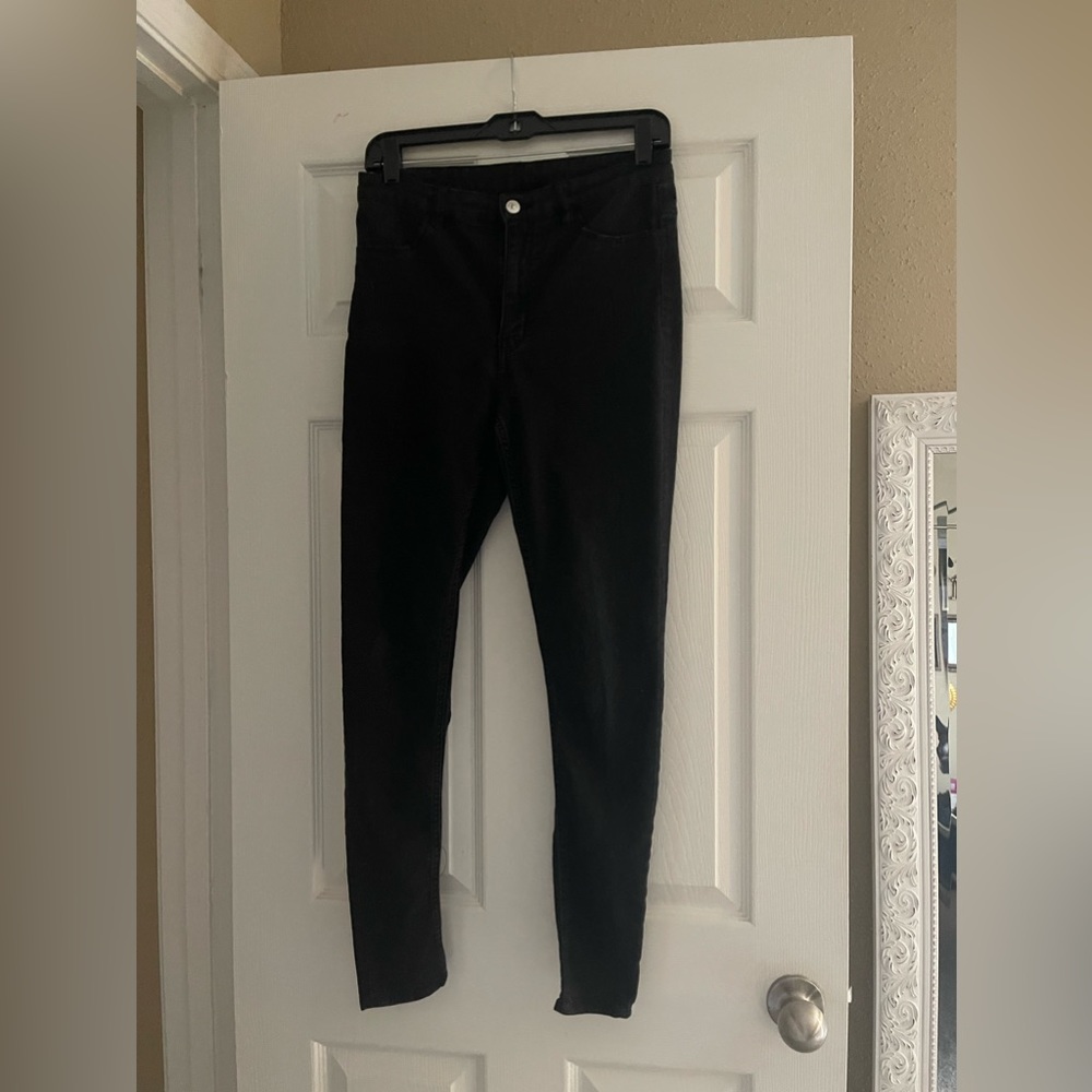 Faded black high rise jeans